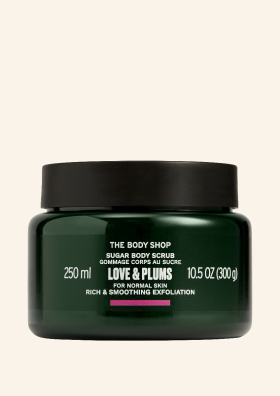Love & Plums telový peeling 250g - The Body Shop